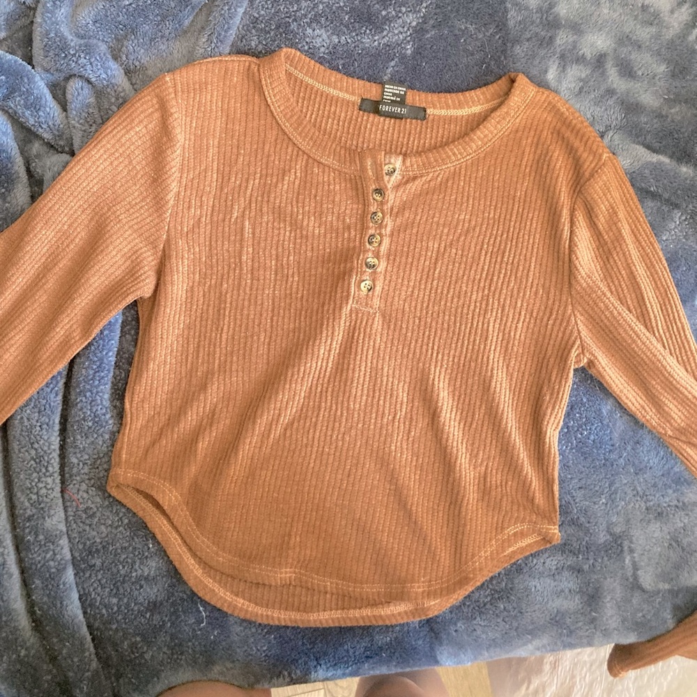 F21 Brown Cropped Sweater